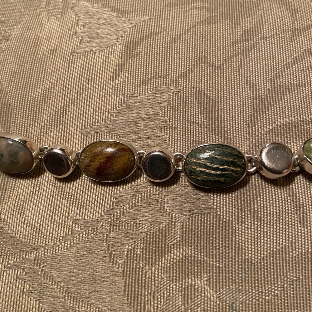 Multi Stone Sterling Silver Toggle Bracelet - image 6